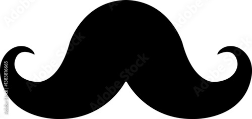 Mustache Black silhouette icon in flat. isolated on transparent background.