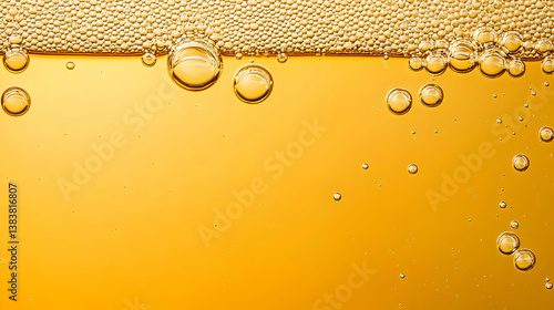 Obraz na płótnie Close Up View Of Sparkling Golden Liquid With Bubbles w salonie