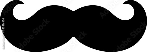 Mustache Black silhouette icon in flat. isolated on transparent background.