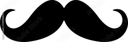 Mustache Black silhouette icon in flat. isolated on transparent background.