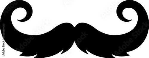 Mustache Black silhouette icon in flat. isolated on transparent background.
