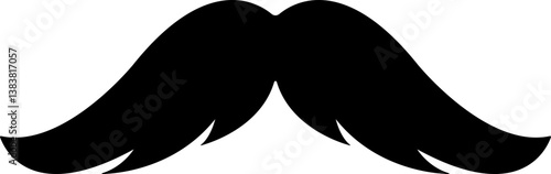 Mustache Black silhouette icon in flat. isolated on transparent background.