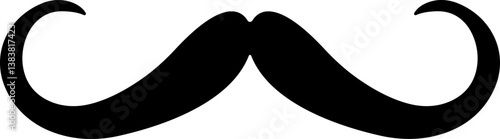 Mustache Black silhouette icon in flat. isolated on transparent background.