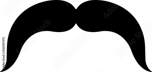 Mustache Black silhouette icon in flat. isolated on transparent background.
