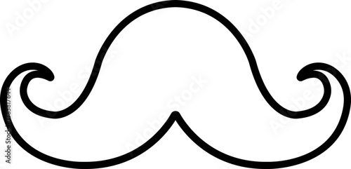Mustache Black silhouette icon in line. isolated on transparent background.