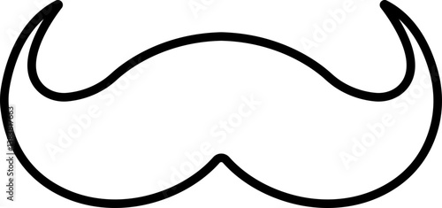 Mustache Black silhouette icon in line. isolated on transparent background.