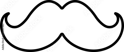 Mustache Black silhouette icon in line. isolated on transparent background.