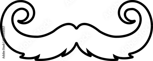 Mustache Black silhouette icon in line. isolated on transparent background.