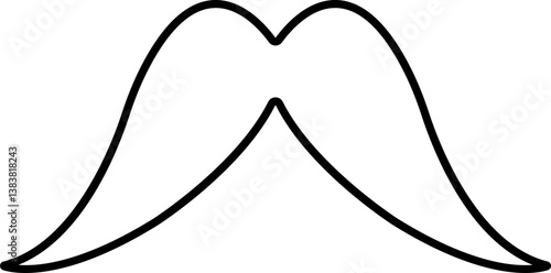 Mustache Black silhouette icon in line. isolated on transparent background.