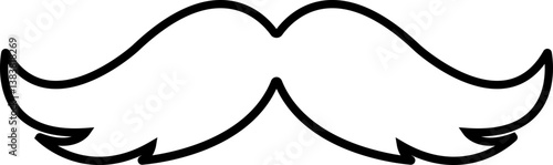 Mustache Black silhouette icon in line. isolated on transparent background.