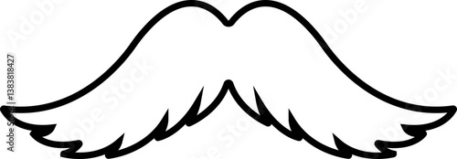 Mustache Black silhouette icon in line. isolated on transparent background.