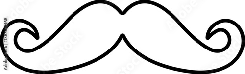 Mustache Black silhouette icon in line. isolated on transparent background.