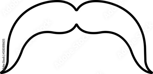 Mustache Black silhouette icon in line. isolated on transparent background.
