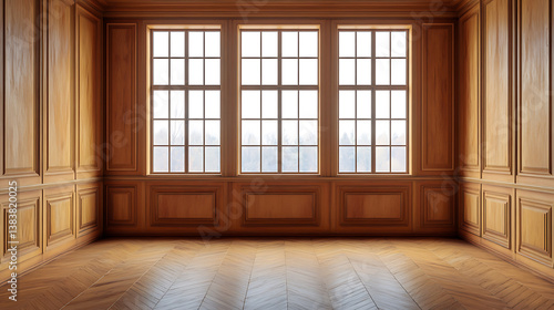 Wallpaper Mural Empty room with wood paneling and window Torontodigital.ca