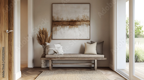 French country, rustic interior design of modern bedroom in farmhouse