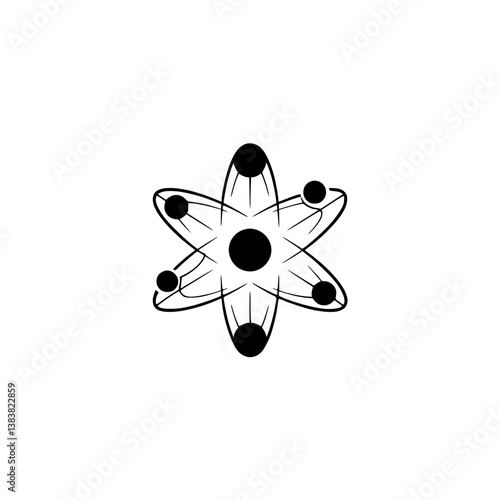 Atomic Structure Illustration - Minimalist Black & White Design