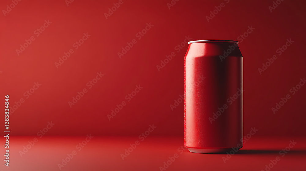 Front view of blank red aluminum drink can isolated on red background Front view of blank red aluminum drink can isolated on red background