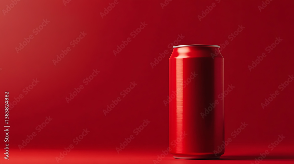 Front view of blank red aluminum drink can isolated on red background Front view of blank red aluminum drink can isolated on red background