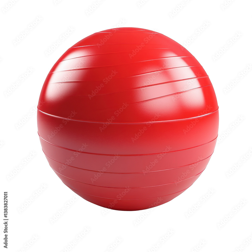 Bright red exercise ball demonstrating versatility for fitness and rehabilitation purposes on a clean Transparent background, Red over ball, exercise ball isolated on PNG background Bright red exercise ball demonstrating versatility for fitness and rehabilitation purposes on a clean Transparent background, Red over ball, exercise ball isolated on PNG background