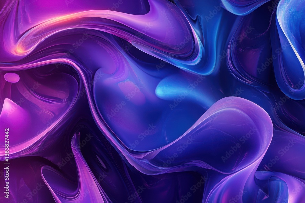 Obraz premium Vibrant purple and blue abstract background with wavy shapes