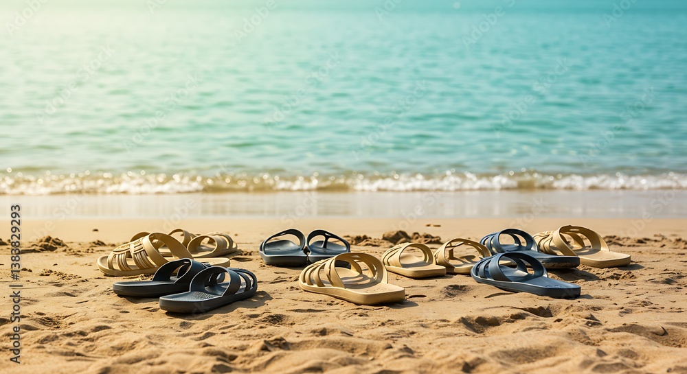 Obraz premium Golden Hour Beachfootprints AI Generated