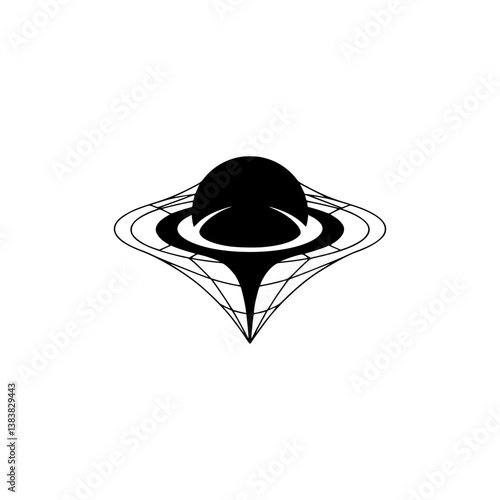 Minimalist Black Hole Illustration on White Background