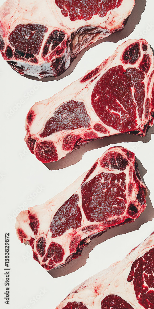 Obraz premium Raw beef steak on a white background