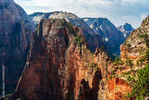 View of Angel's Landing in Zion National Park from the West Rim Trail