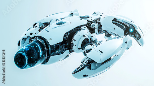 Autonomous underwater rov or drone with manipulators or robotic arms, futuristic modern