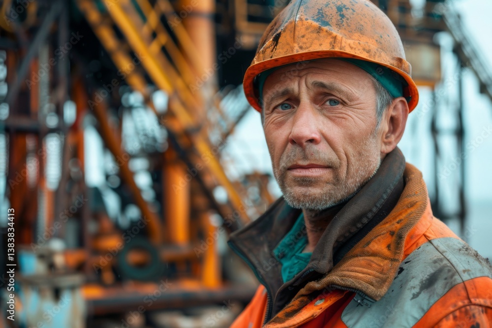 Portrait of a middle aged Caucasian man on a oil rig Portrait of a middle aged Caucasian man on a oil rig