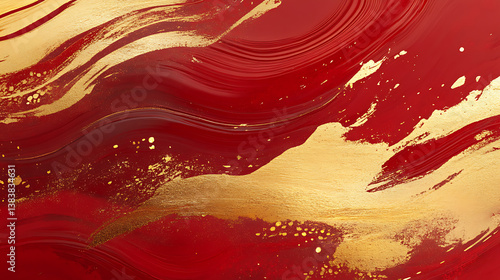 Fototapeta Naklejka Na Ścianę i Meble -  Background texture of red and gold paint for 2024 chinese lunar new year
