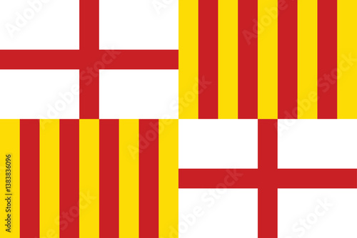 Flag of Barcelona. Vector illustration of city flag of Barcelona. 