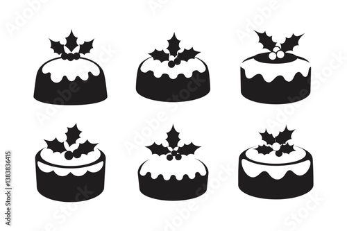 fruitcake holly vector art silhouette