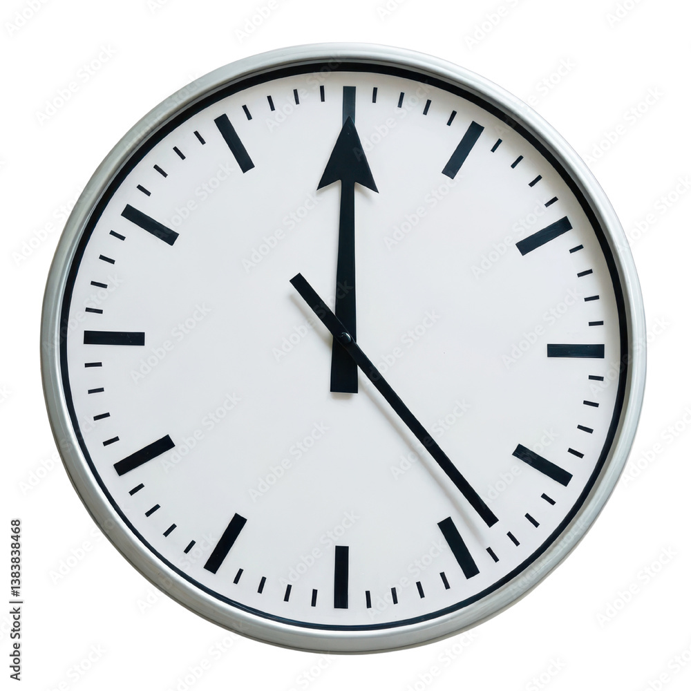 Clock with minimalist design showing time in a simple format. isolated on a white background. Clock with minimalist design showing time in a simple format. isolated on a white background.