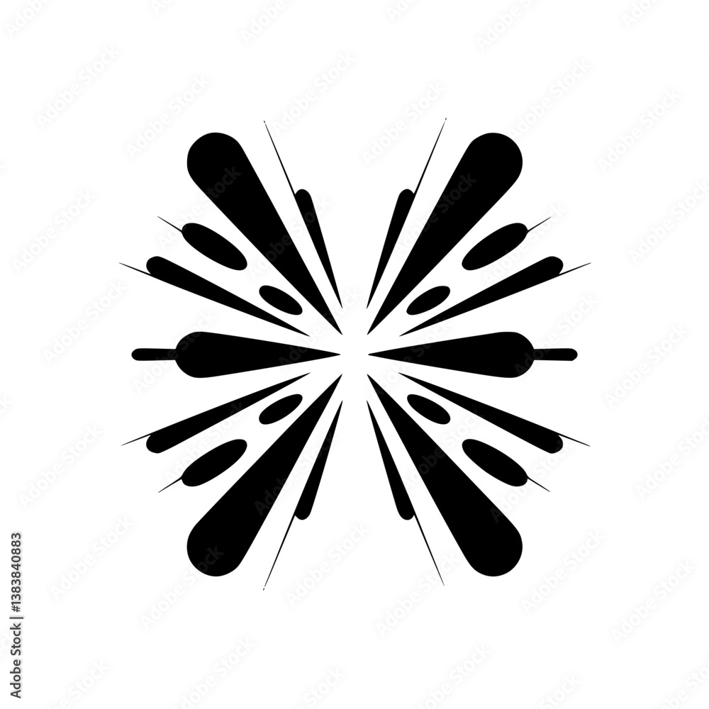 Abstract Black Burst Graphic on Gradated Gray Backdrop Abstract Black Burst Graphic on Gradated Gray Backdrop