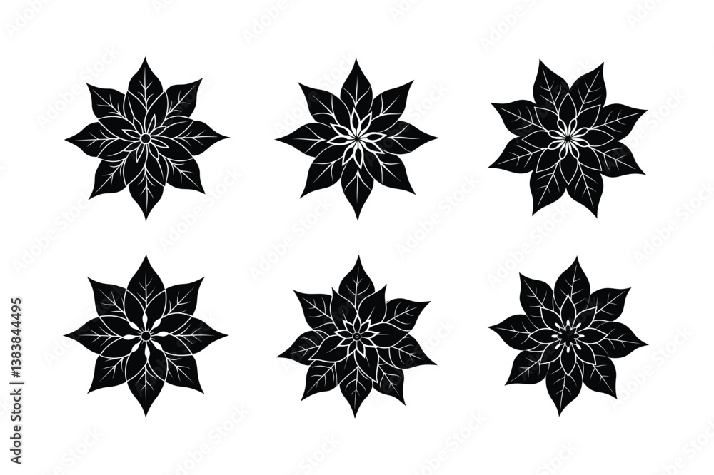 Obraz premium poinsettia floral element vector art silhouette