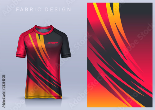 Fabric textile design for Sport t-shirt, Soccer jersey mockup for football club. uniform front view.	