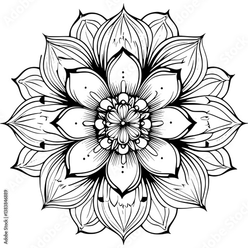 Anemone mandala vector design, Anemone vector image
