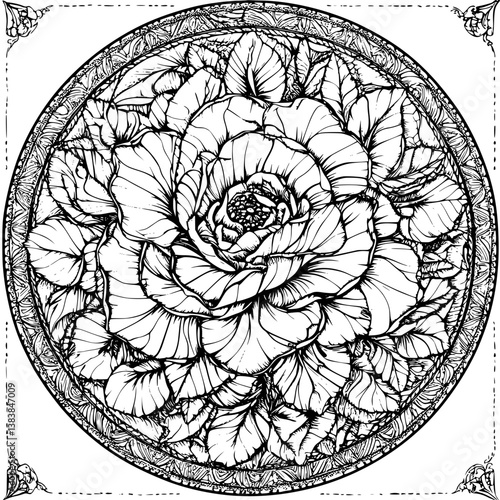 Begonia mandala vector design, Begonia vector image