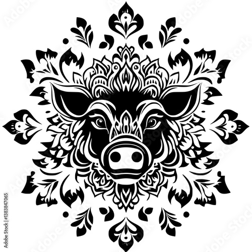 Boar mandala vector design, Boar vector image