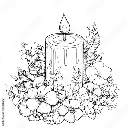 Candle coloring book vector art, Candle vector image