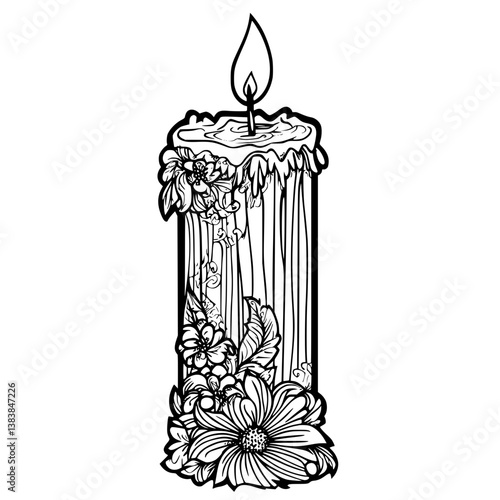 Candle coloring book vector art, Candle vector image