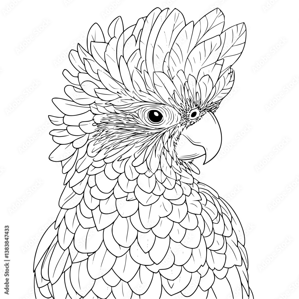 Fototapeta premium Cockatoo coloring book vector design, Cockatoo vector image