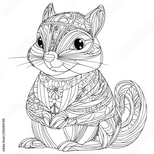 Chipmunk coloring book vector design, Chipmunk vector image