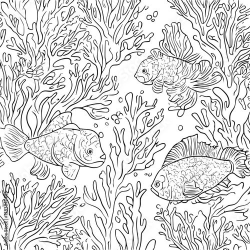 Coral coloring book vector art, Coral vector image