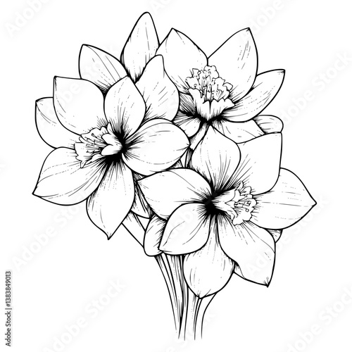 Narcissus coloring book vector design, Narcissus vector image
