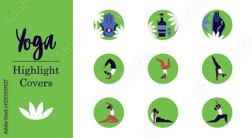 Authentic wellness. Woman exercising yoga vector illustration.