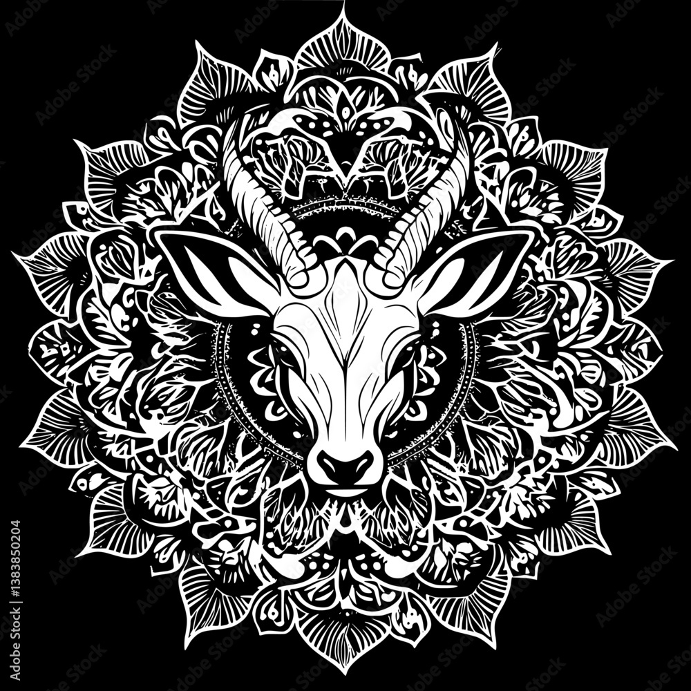 Fototapeta premium Antelope mandala vector design, Antelope vector illustration