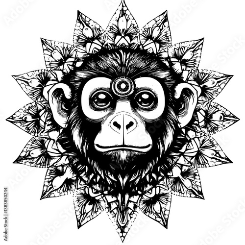 Baboon mandala vector design, Baboon vector illustration