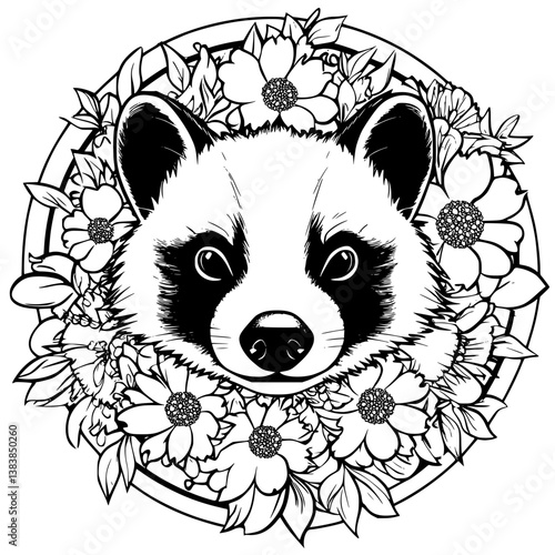 Badger mandala vector design, Badger vector illustration